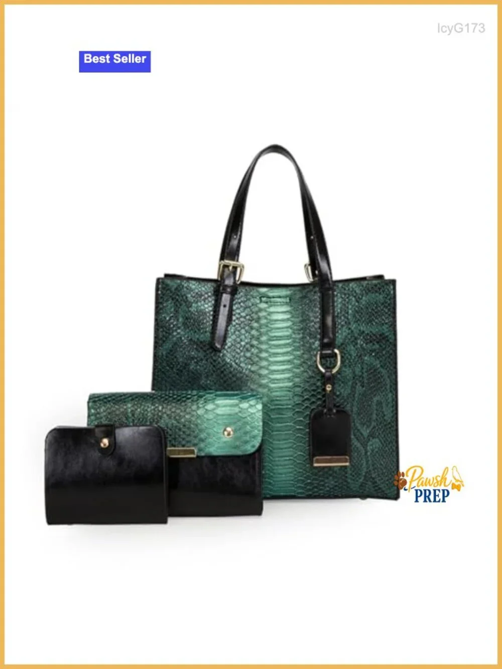 Women's Crocodile Pattern Satchel Handbag Tote 3-Piece Set PU Leather
